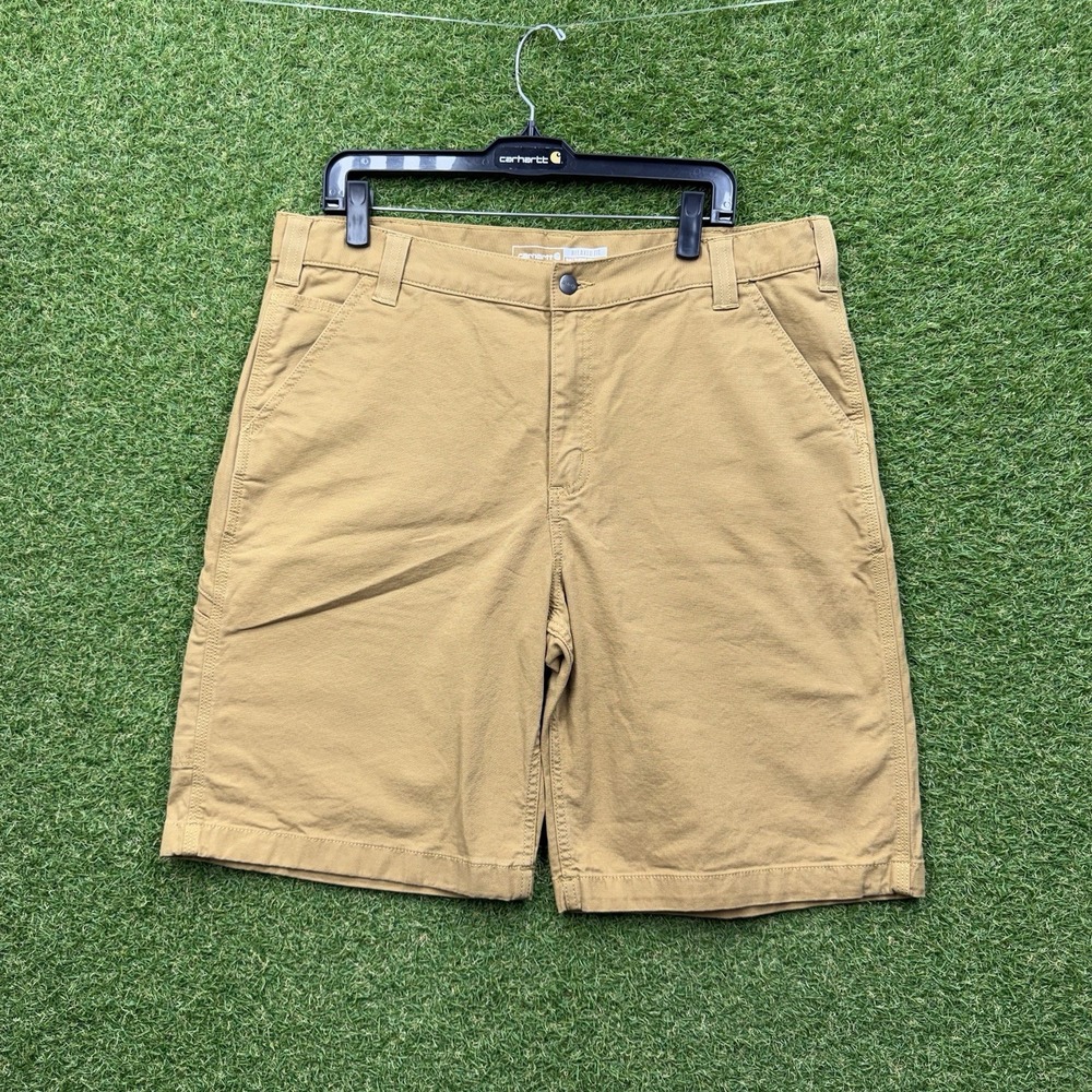 Carhartt Work Shorts Mens 38 Rugged Flex Relaxed Fit Canvas Brown BS2514-M